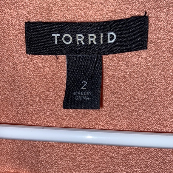 Torrid PEACH PINK CREPE DRAPE FRONT BLAZER - Picture 4 of 8